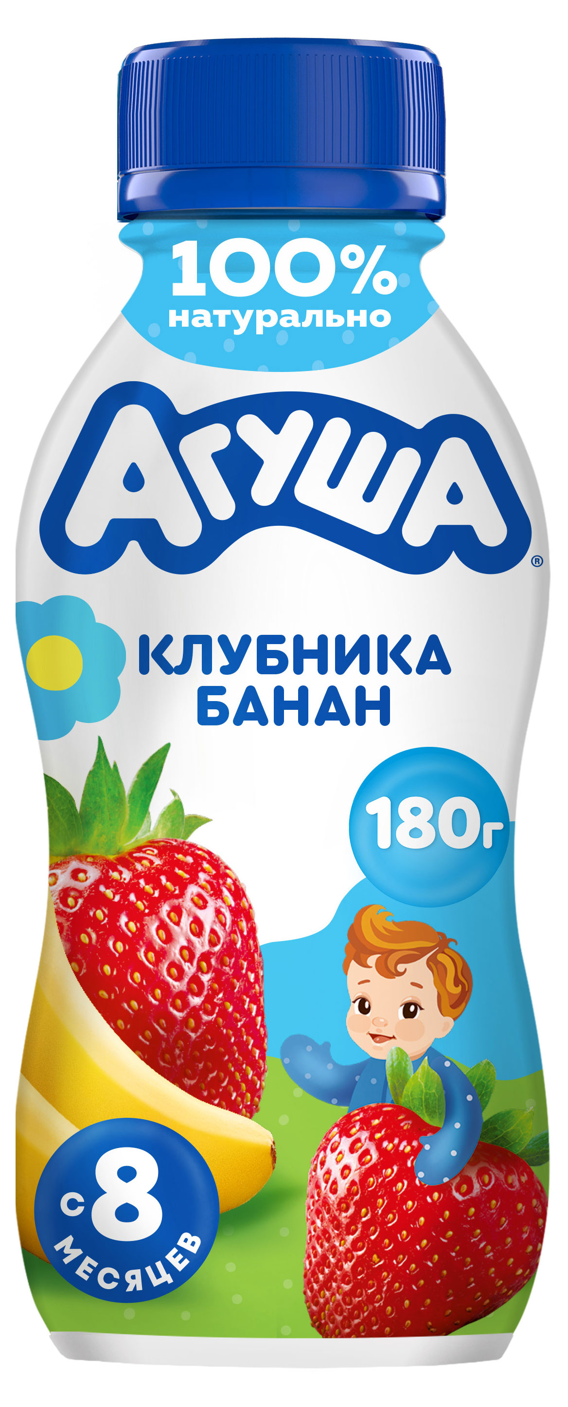 Йогурт питьевой детский Агуша клубника-банан 2,7% с 8 мес., 180 г