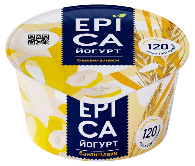 Йогурт густой ложковый EPICA с бананом и злаками 4,8% БЗМЖ, 130 г