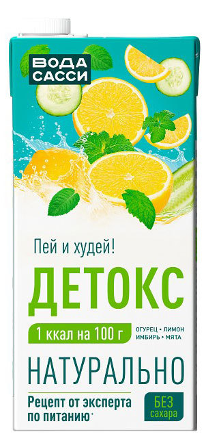 Напиток сокосодержащий Вода Сасси Лимон Огурец Мята Имбирь, 930 мл