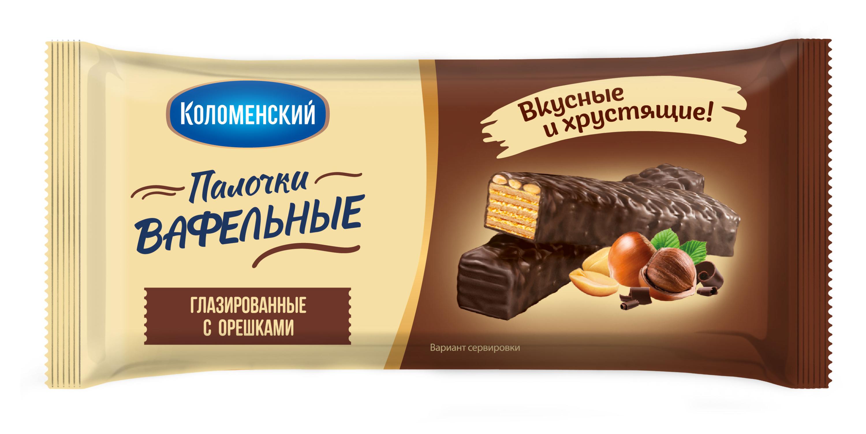 Вафли Коломенский глазированные с арахисом и фундуком, 140 г