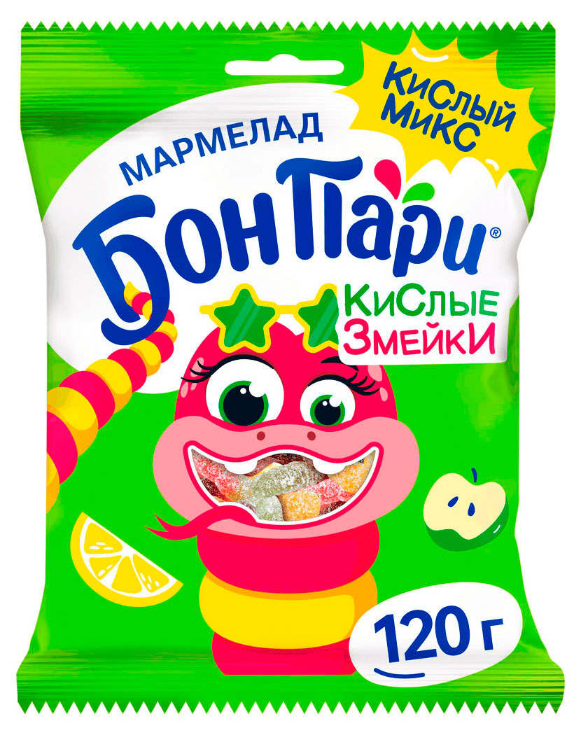 Мармелад жевательный Бон Пари Кислые змейки, 120 г