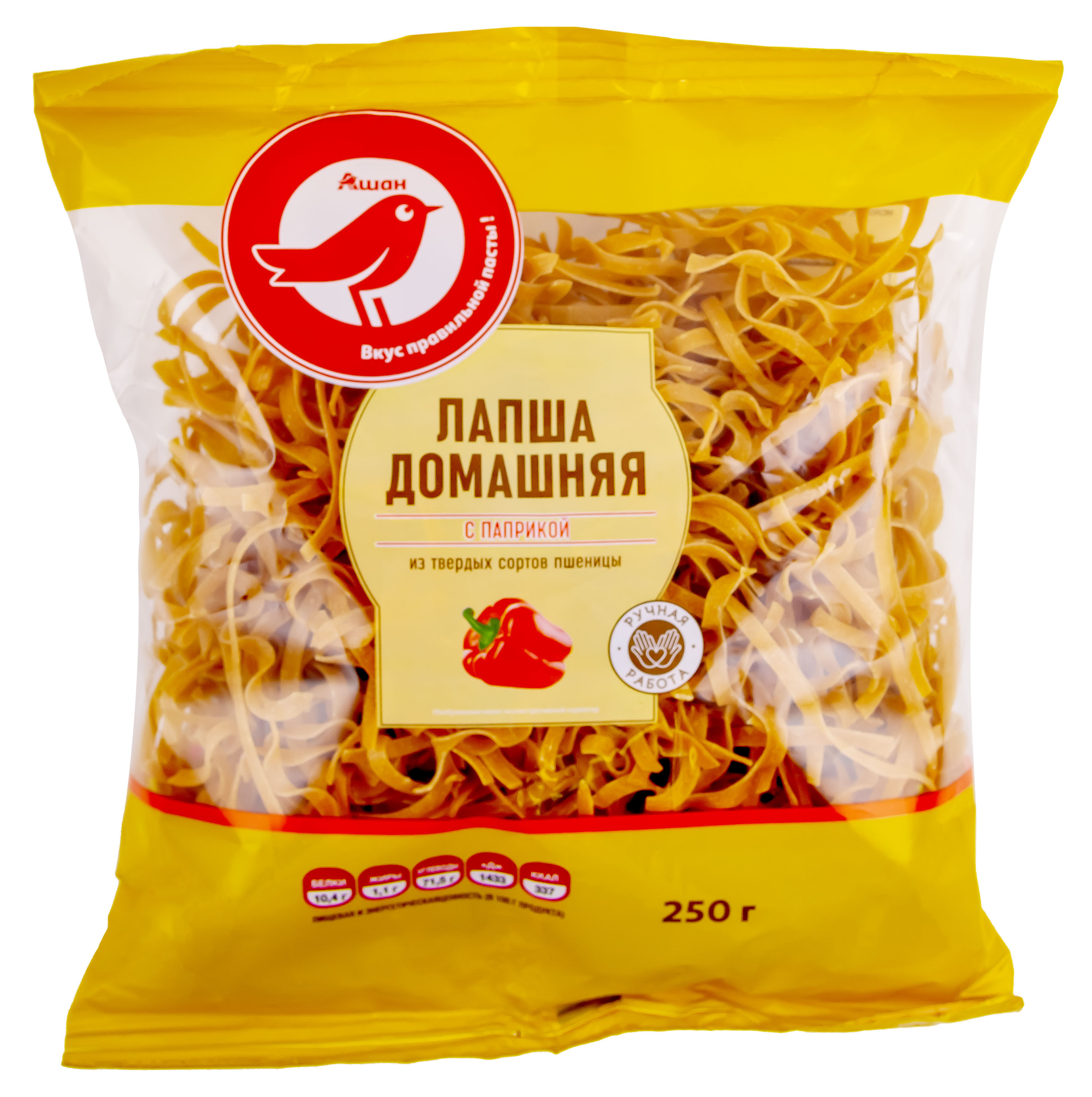 Макаронные изделия АШАН Красная птица лапша с паприкой, 250 г