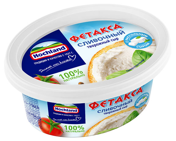 Сыр мягкий творожный Фетакса Hochland сливочный с рассольным сыром, 140 г