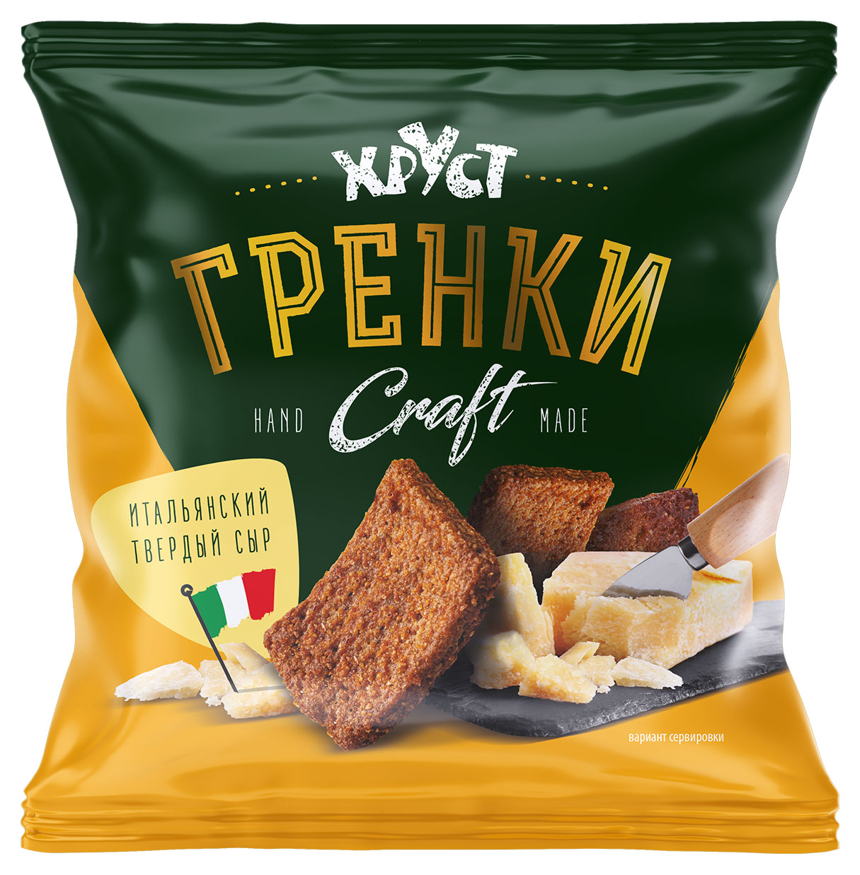 Гренки Хруст ржано-пшеничные со вкусом итальянского твердого сыра Craft, 7 5г