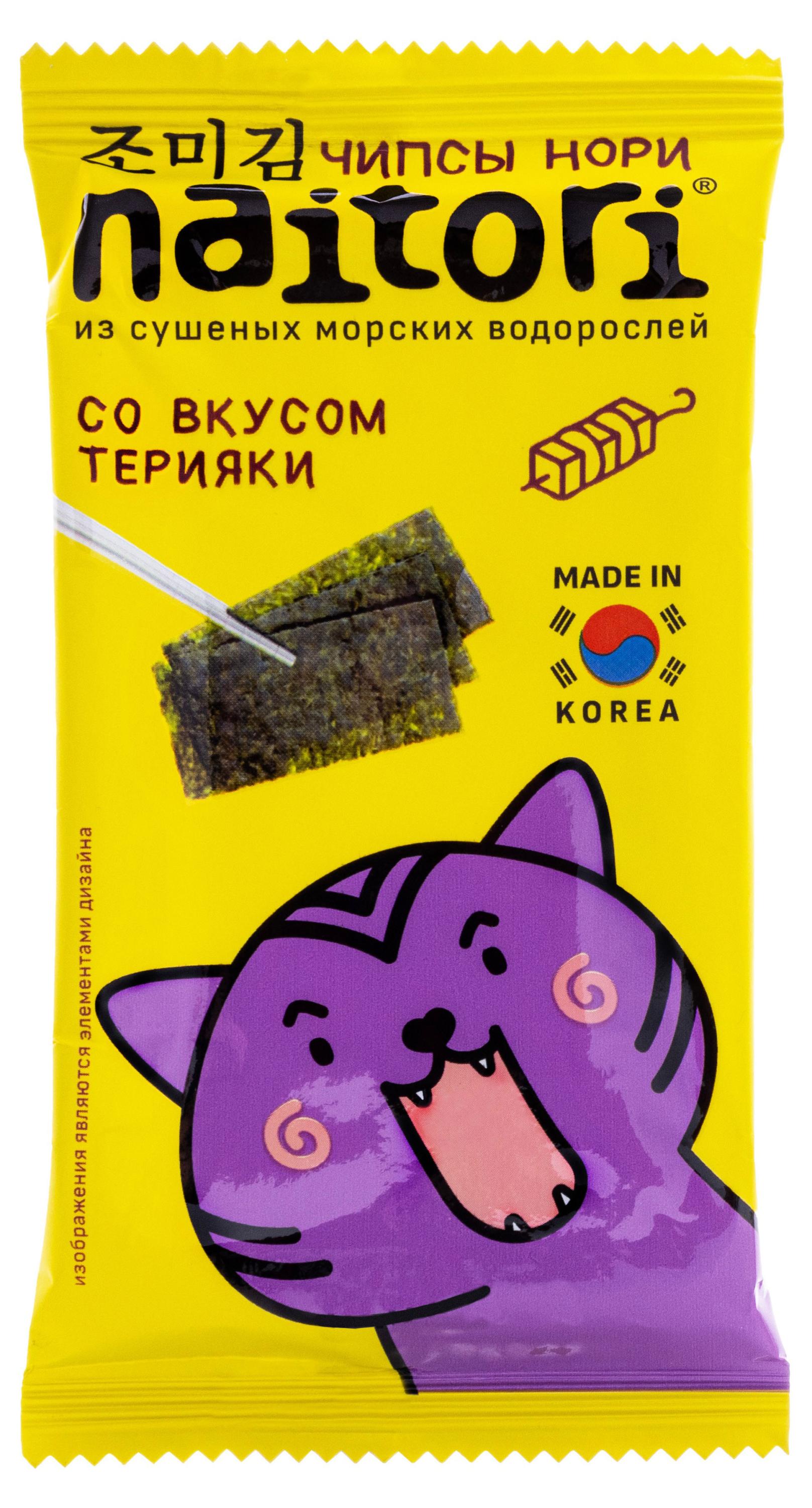 Чипсы Naitori нори из сушеных морских водорослей с терияки, 3 г