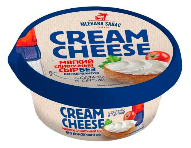 Сыр мягкий творожный Cream Cheese Mlekara Sabac 60% БЗМЖ Сербия, 100 г