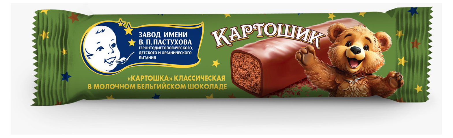 Картошка классическая ЗГДиОП им. В.П.Пастухова Картошик в молочном бельгийском шоколаде для детей батончик БЗМЖ, 30 г