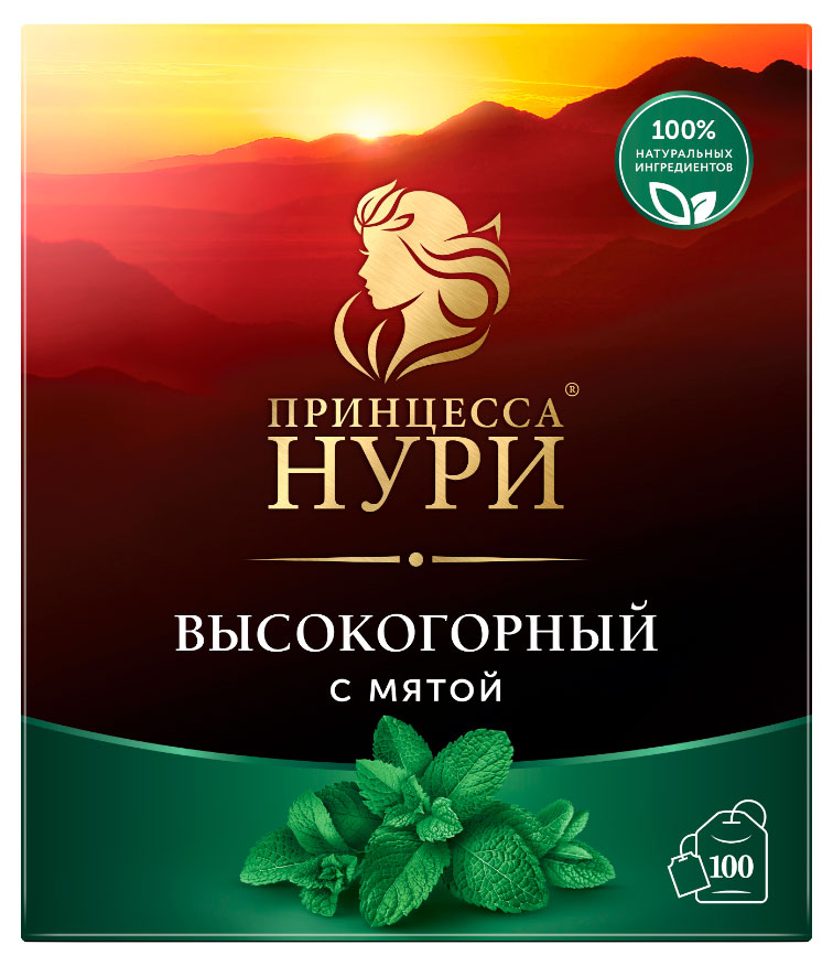 Чай черный Принцесса Нури Высокогорный с мятой, 1,8 г x 100 шт