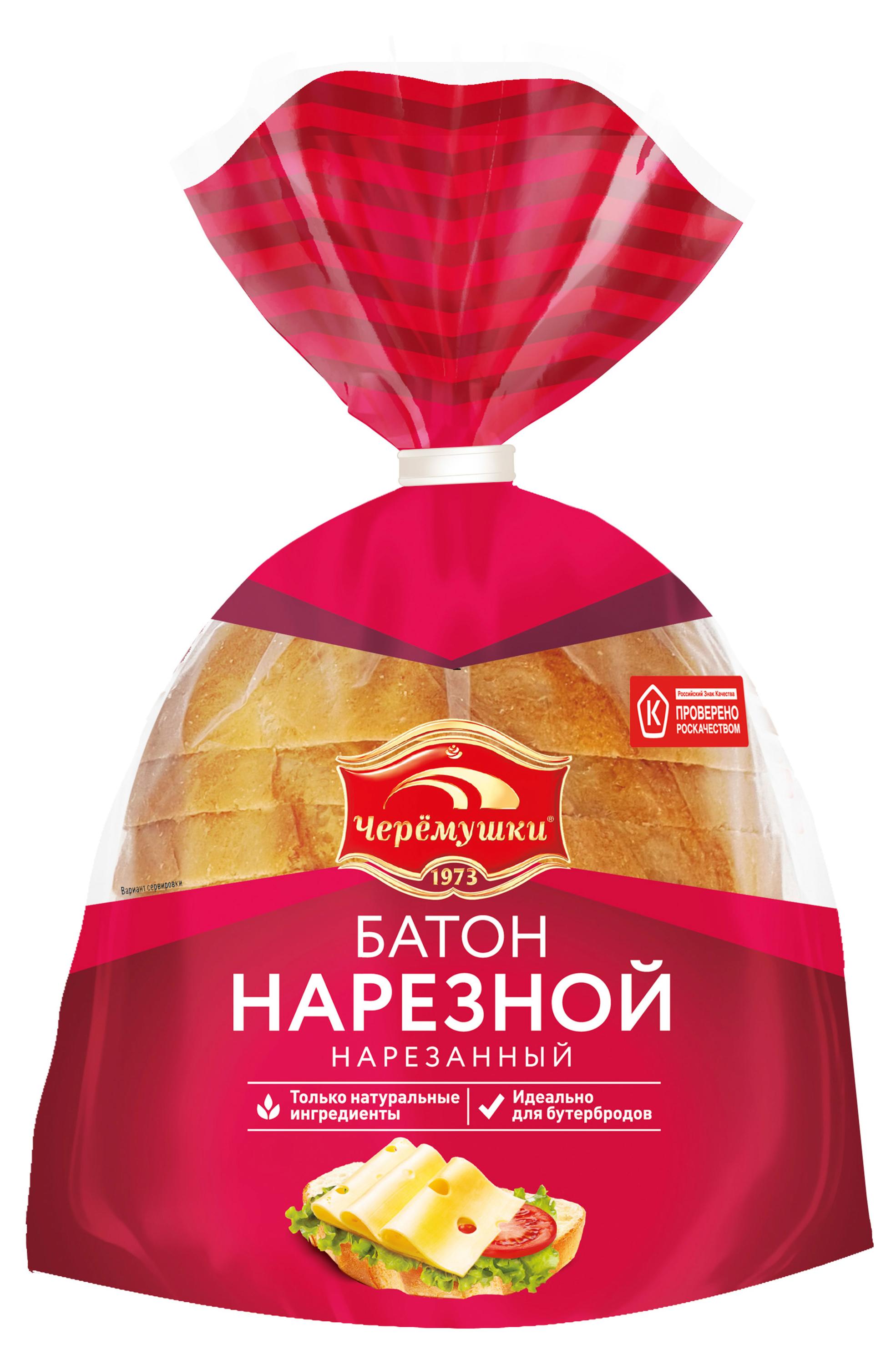 Батон пшеничный нарезной белый Черемушки половинка нарезка, 200 г