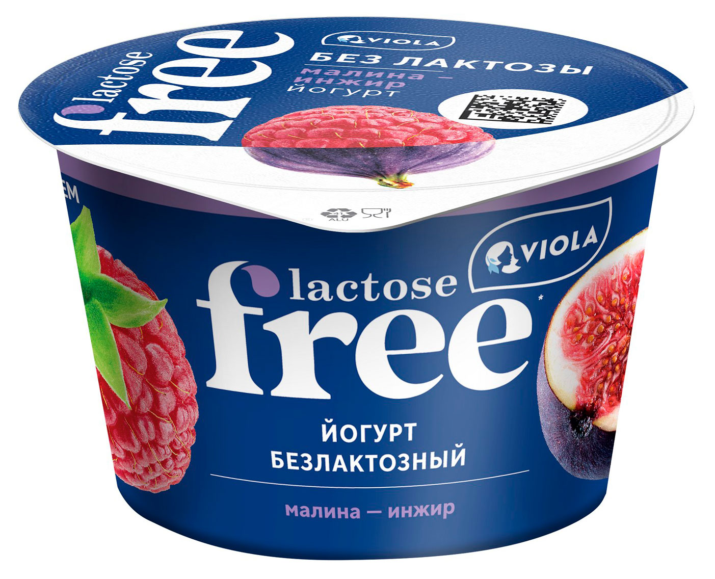 Йогурт густой ложковый Viola Lactose Free малина инжир безлактозный 2,7% БЗМЖ, 180 г