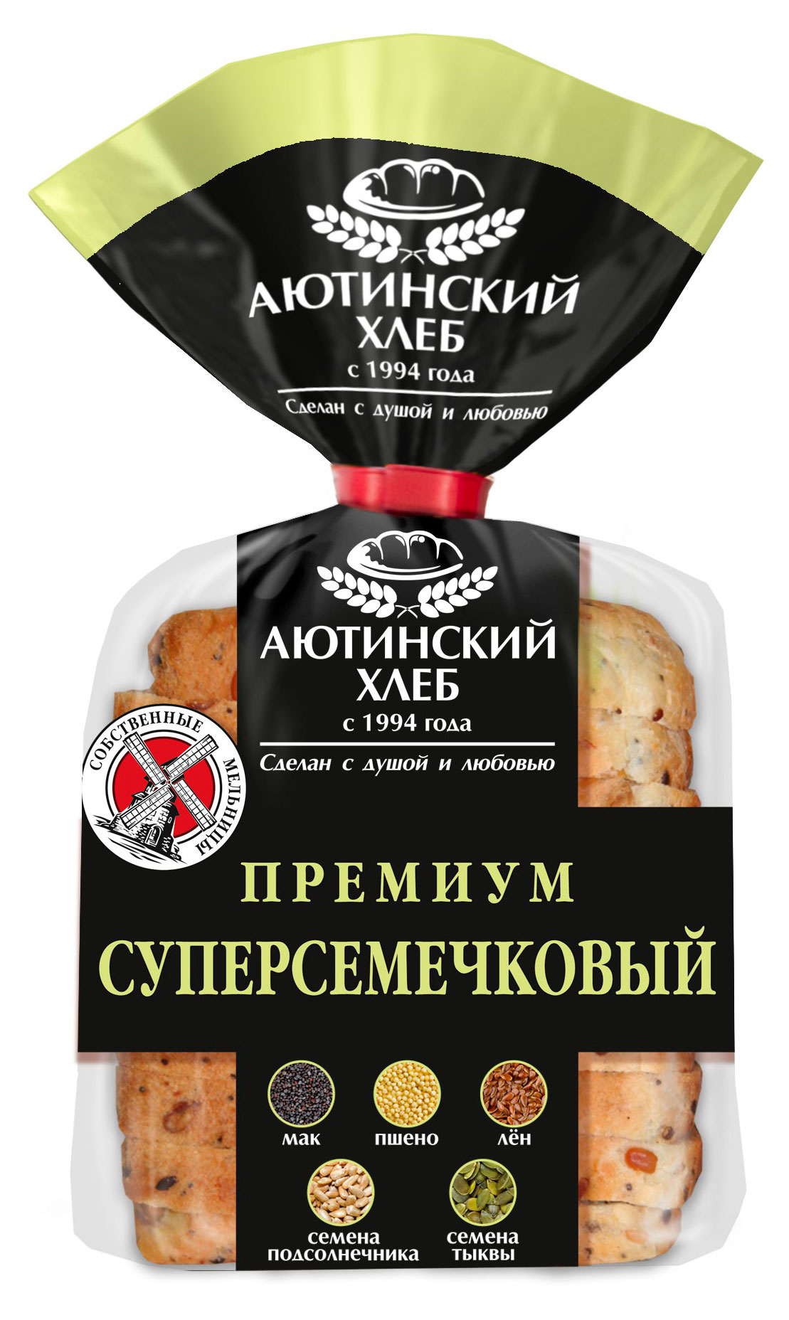 Хлеб тостовый пшеничный белый Аютинский Хлеб Премиум Суперсемечковый с семенами и семечками нарезка, 330 г