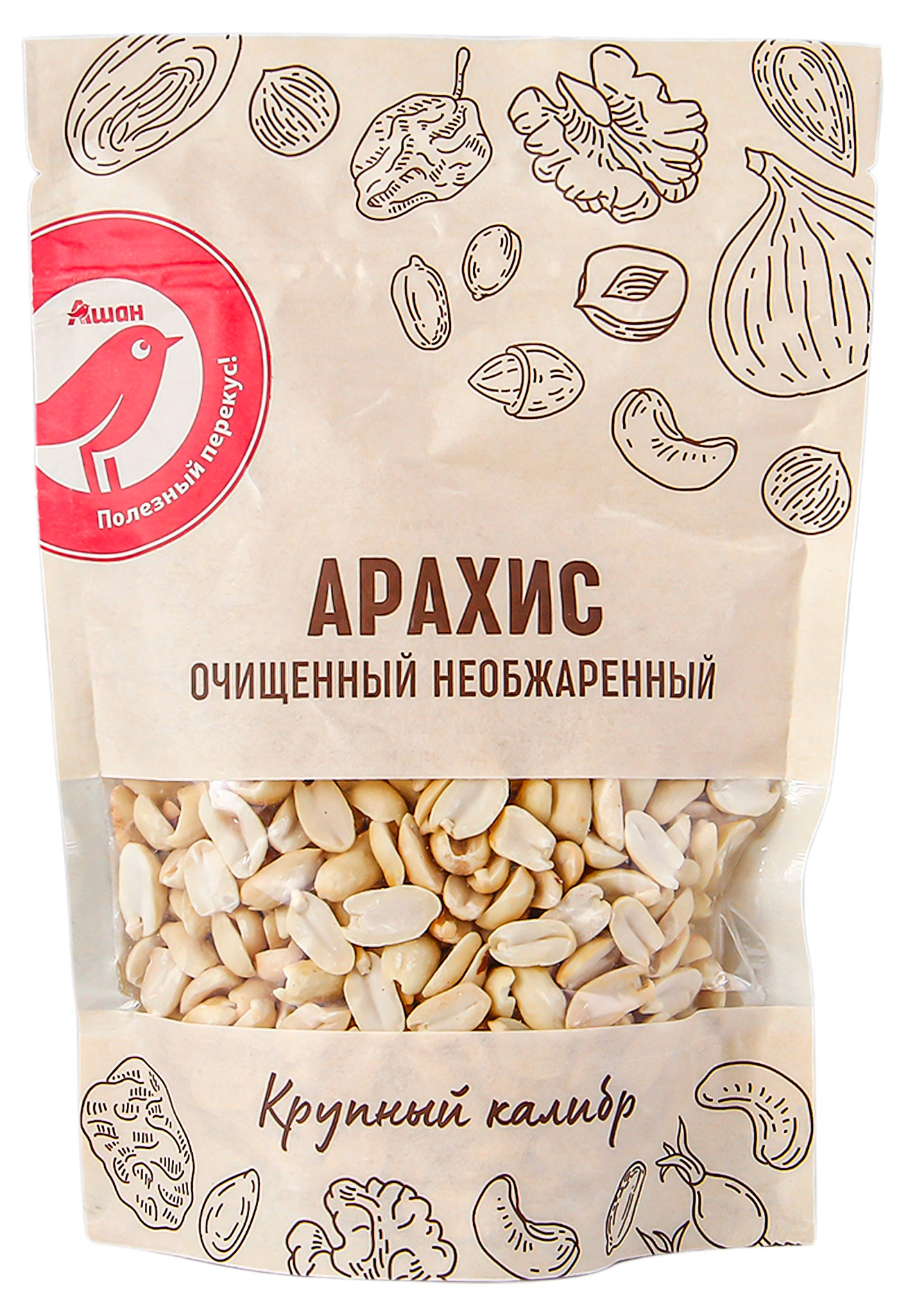 Арахис АШАН Красная птица очищенный необжареный, 150 г