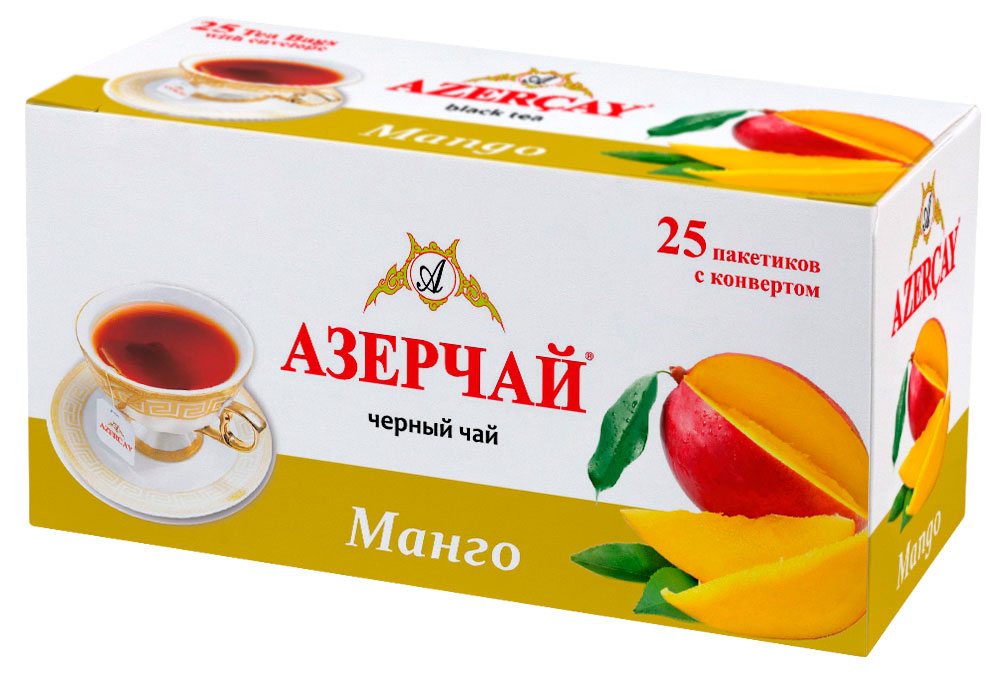Чай черный АЗЕРЧАЙ Манго в пакетиках, 25х1,8 г