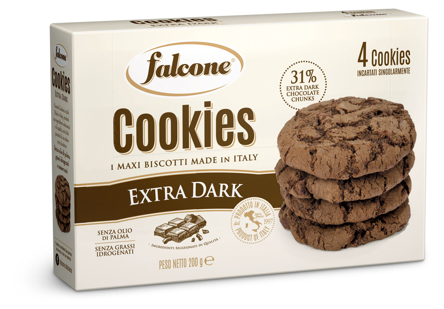 Печенье falcone Cookies сахарное с темным шоколадом, 200 г