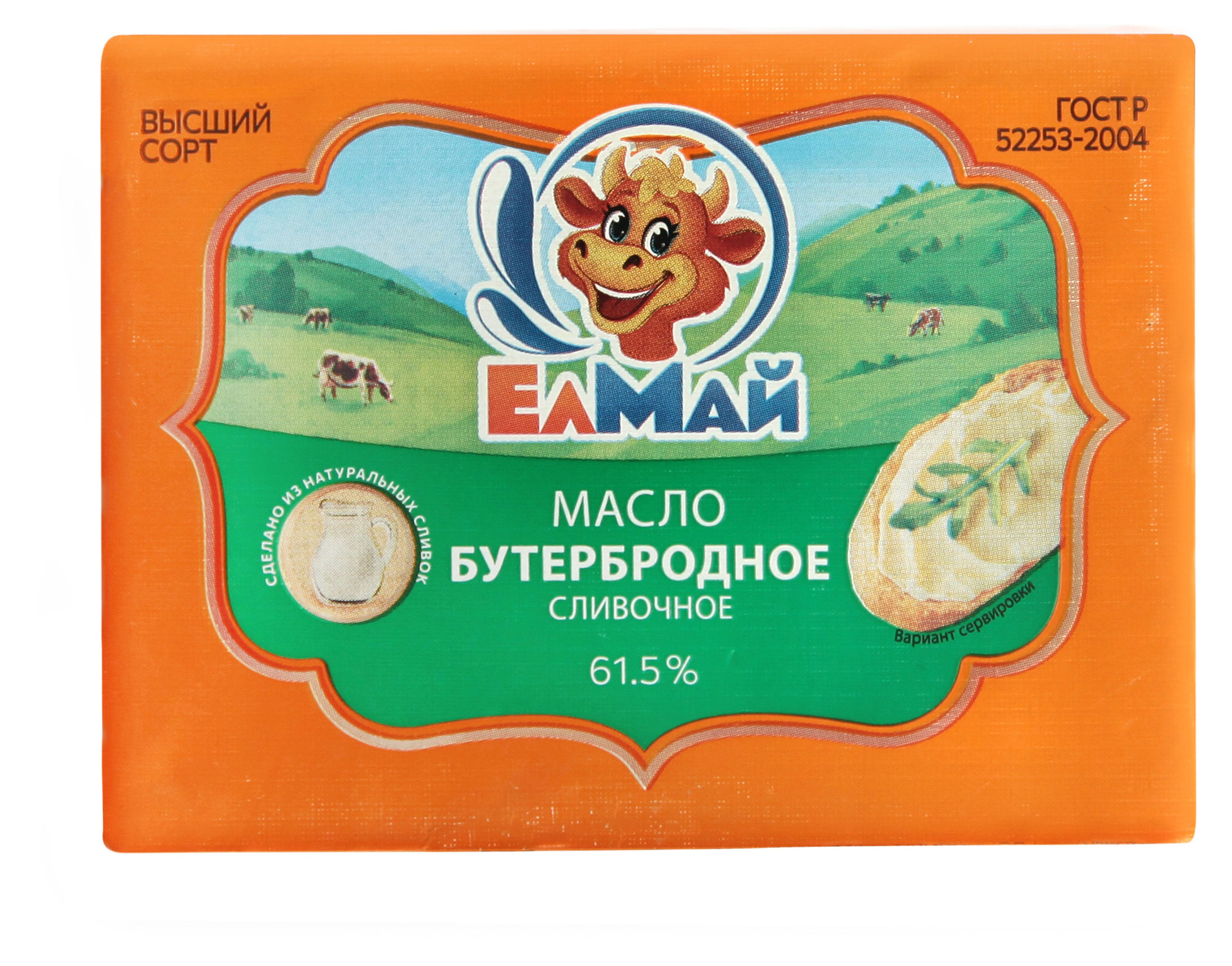 Масло сливочное ЕлМай Бутербродное 61,5% БЗМЖ, 160 г