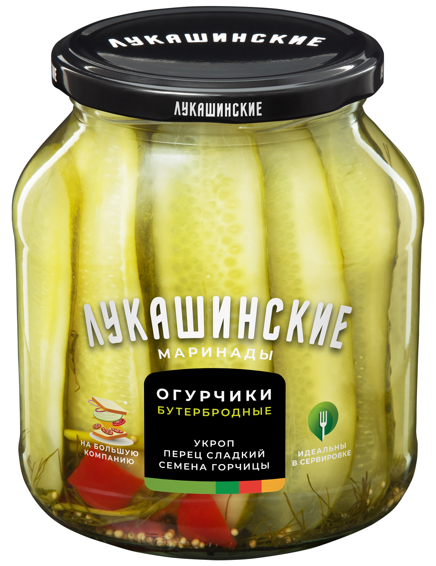Огурчики Лукашинские по-европейски бутербродные, 670 г