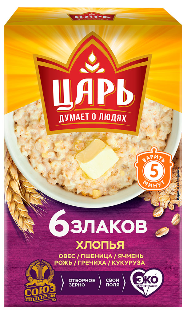 Хлопья ЦАРЬ 6 злаков, 400 г