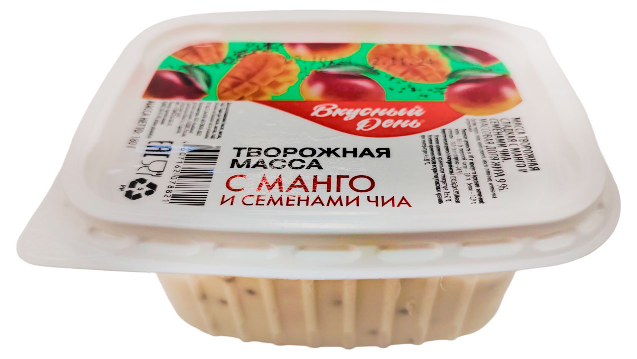 Масса творожная Вкусный День с манго и семенами чиа 9% БЗМЖ, 180 г