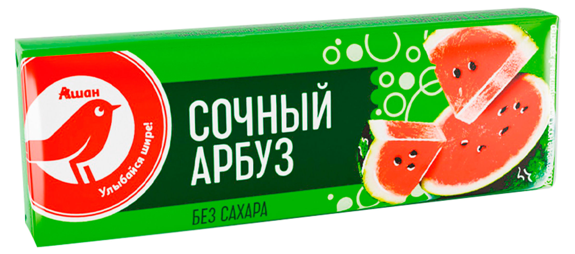 Жевательная резинка АШАН Красная птица без сахара Сочный арбуз, 13,2 г
