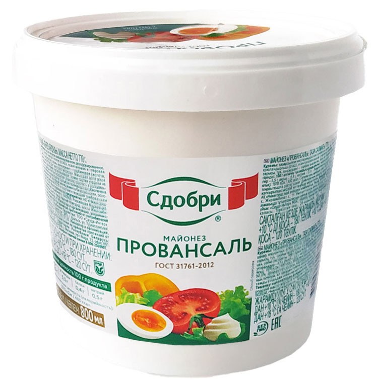 Майонез Сдобри Провансаль Классический 50,5% охлажденный, 770 г