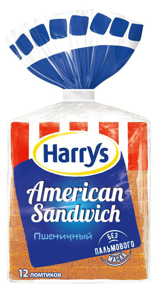 Хлеб пшеничный белый Harry's American Sandwich для сандвичей и тостов нарезка, 470 г