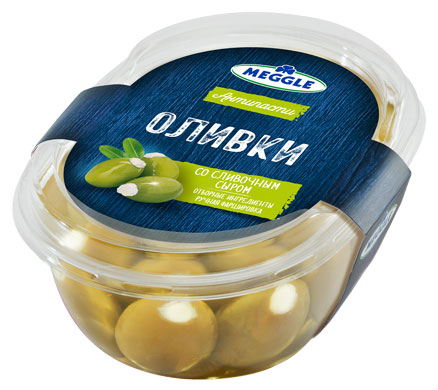 Закуска антипасти Meggle оливки со сливочным сыром БЗМЖ Сербия, 210 г