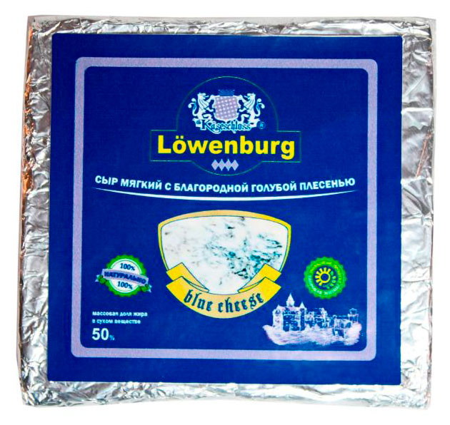 Сыр мягкий с голубой плесенью Lowenburg 50% БЗМЖ, вес
