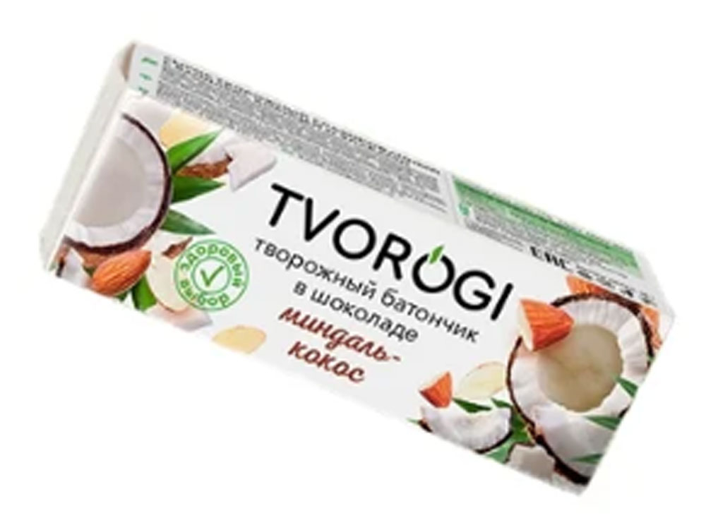 Сырок глазированный творожный Tvorogi Творожный батончик в шоколаде миндаль-кокос 15%, 45 г