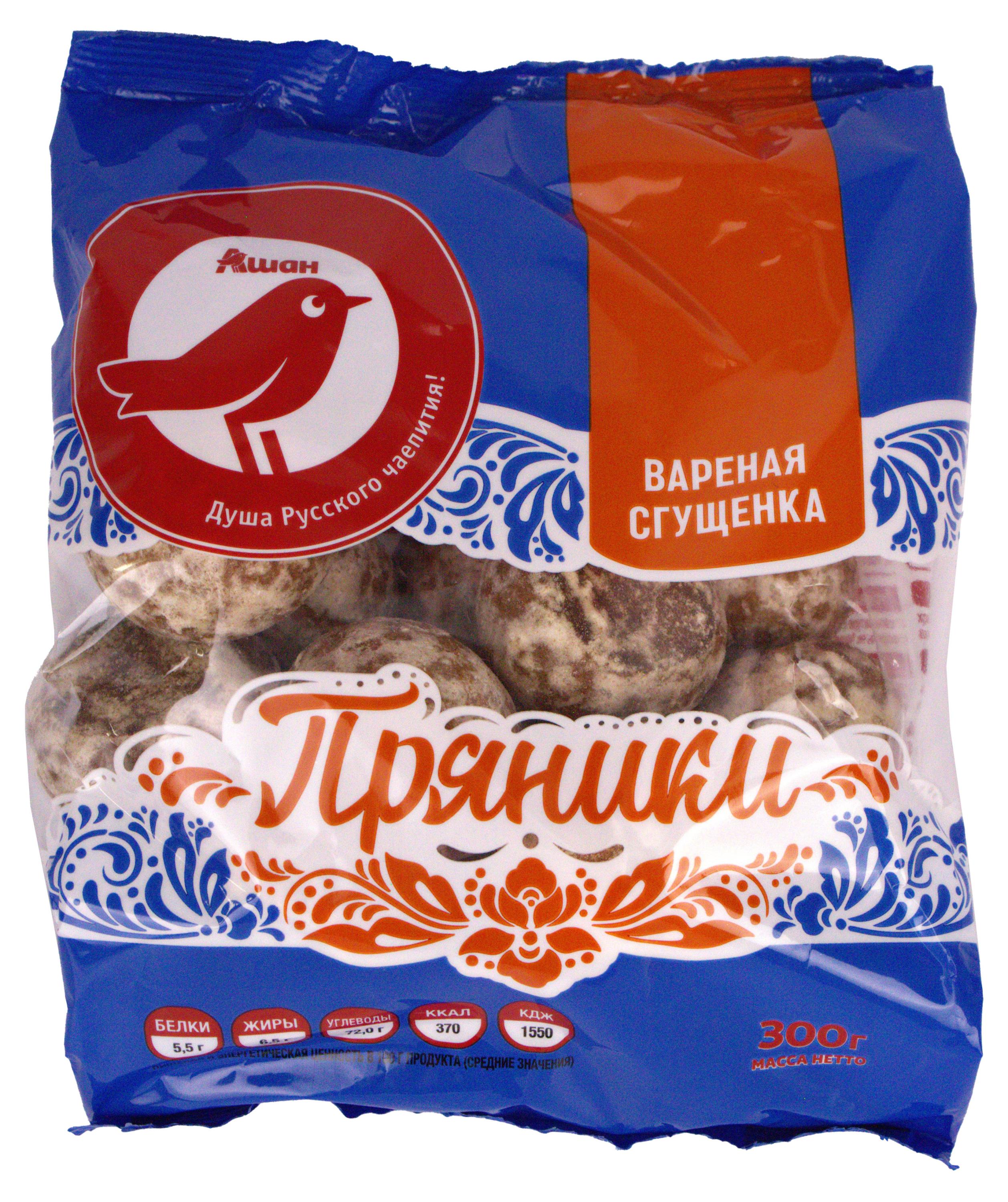 Пряники АШАН Красная птица с вареной сгущенкой, 300 г