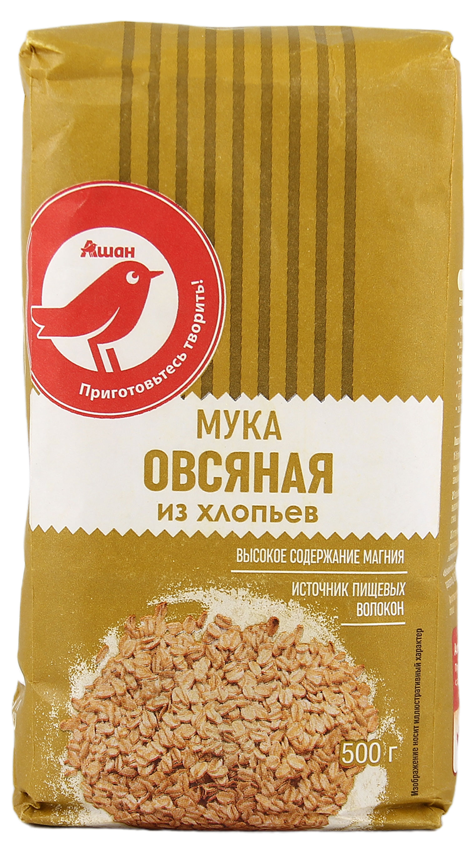 Мука овсяная АШАН Красная птица, 500 г