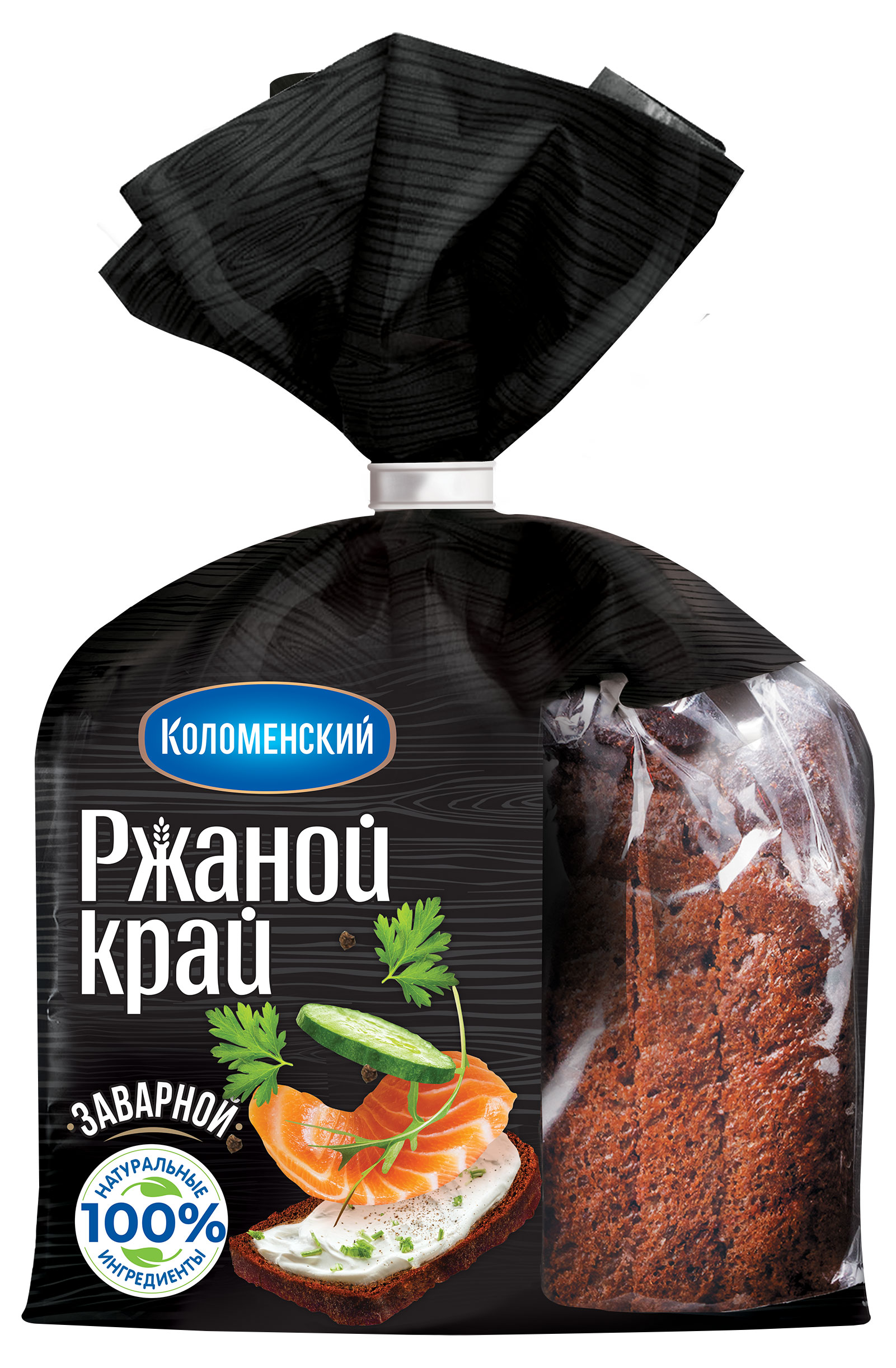 Хлеб ржано-пшеничный черный Коломенское Ржаной край заварной с солодом и кориандром нарезка, 300 г