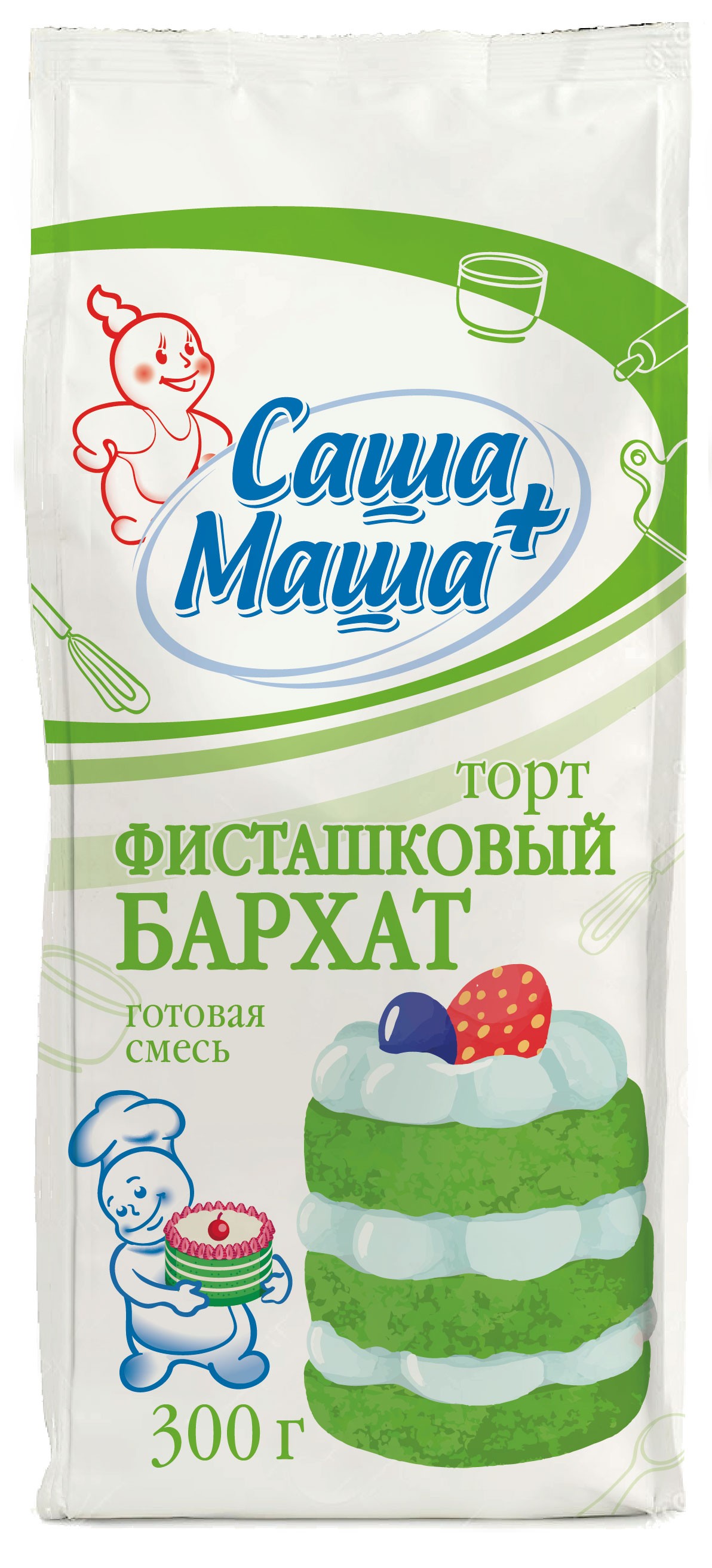 Смесь для выпечки Саша+Маша Торт фисташковый бархат, 300 г