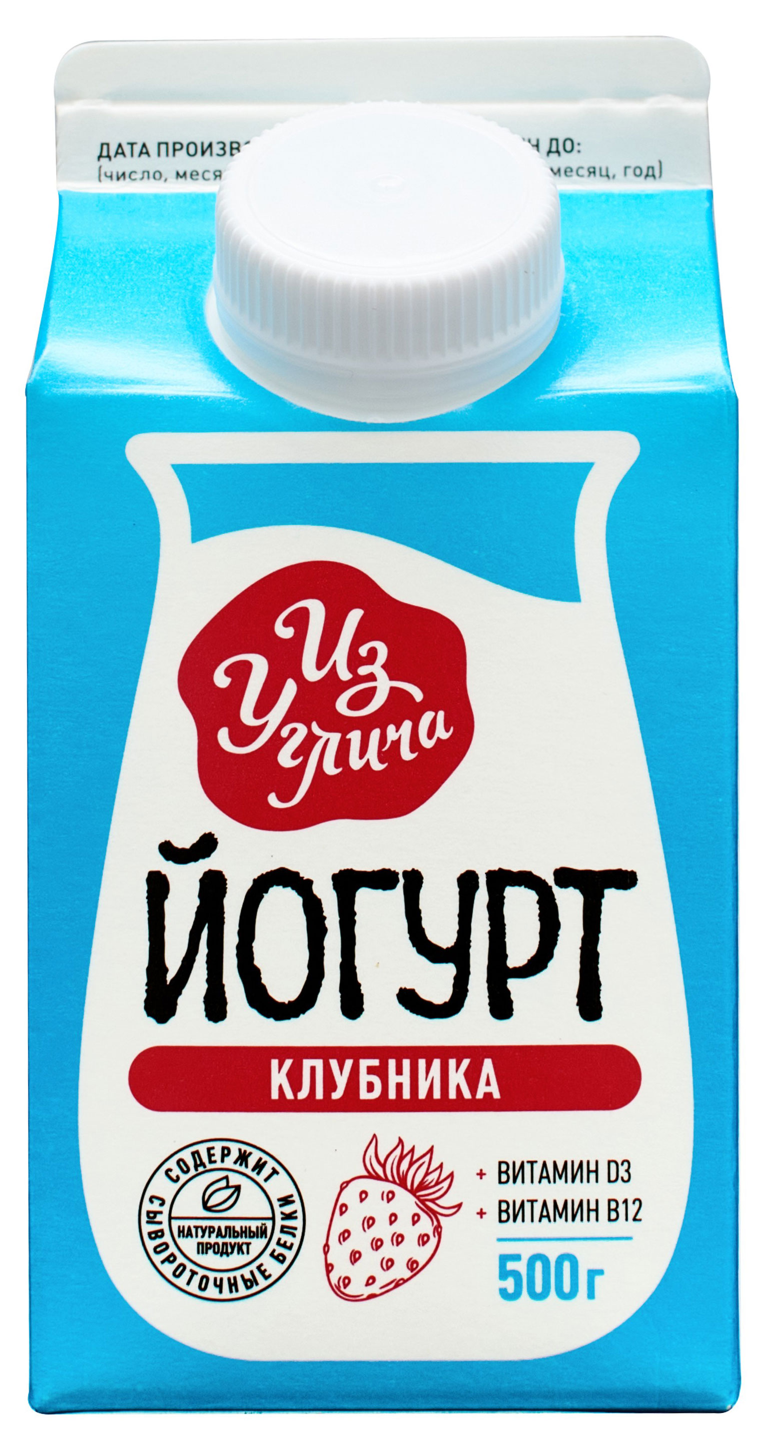 Йогурт питьевой Из Углича клубника 1,5% БЗМЖ, 500 г