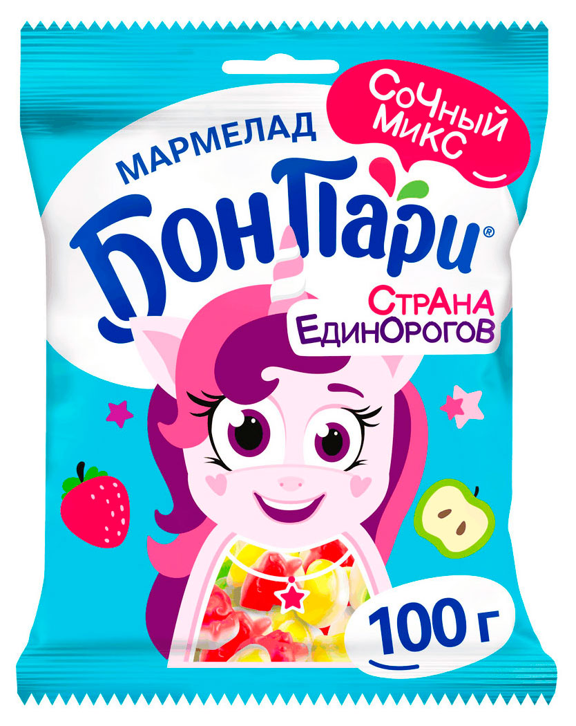 Мармелад жевательный Бон Пари Страна Единорогов ассорти, 100 г