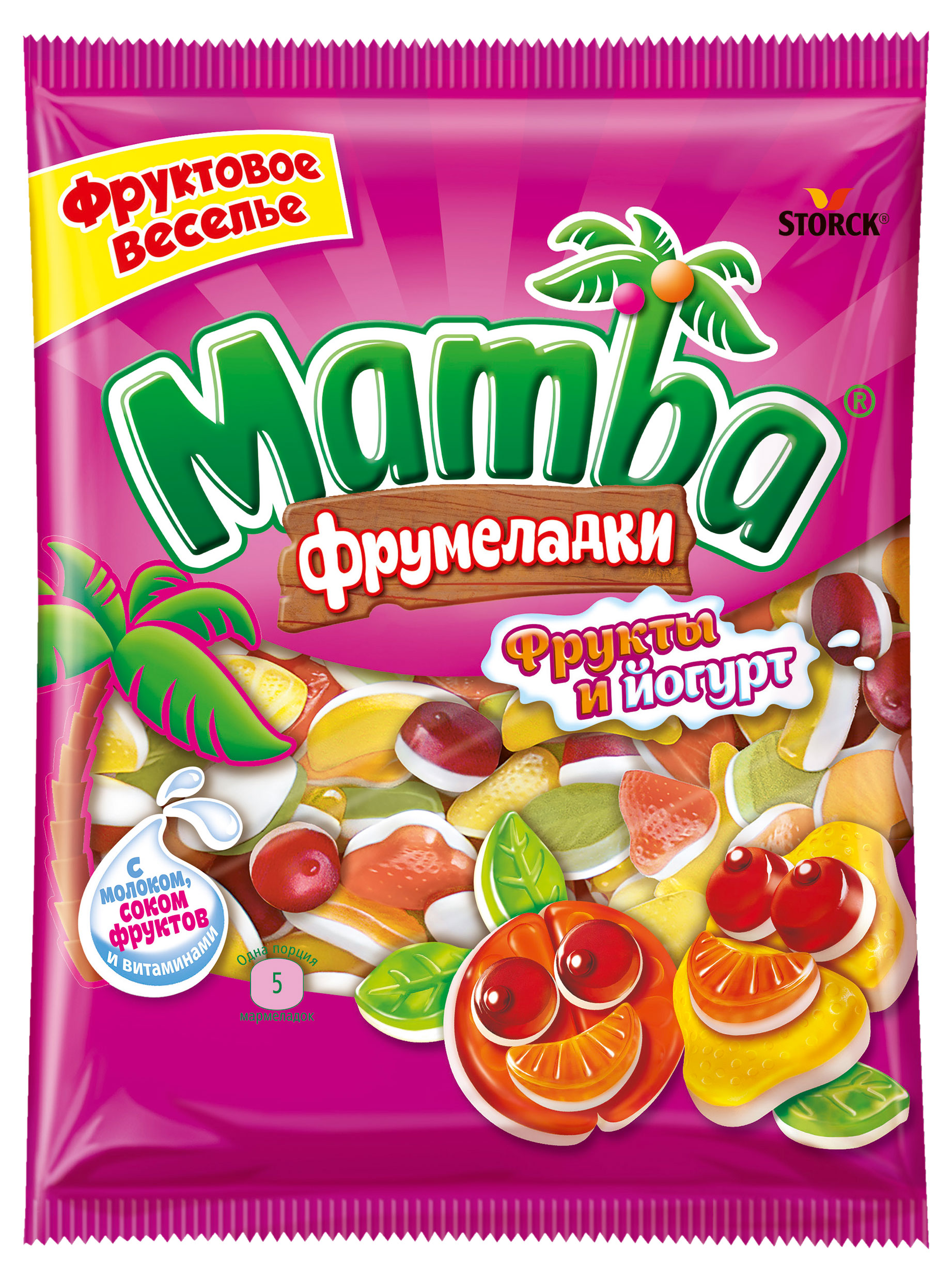 Мармелад Mamba Фрумеладки фрукты и йогурт, 140 г