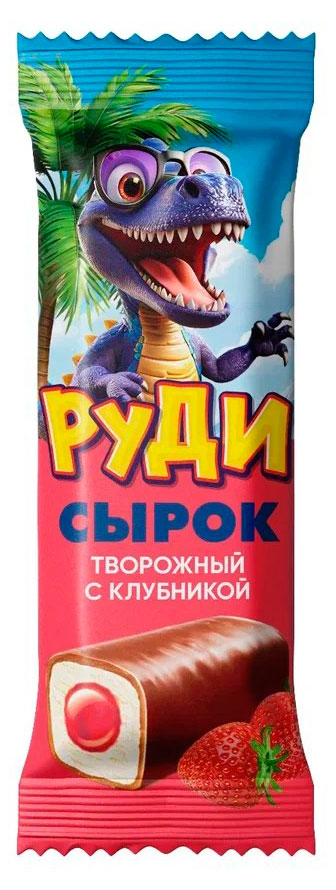 Сырок глазированный творожный детский Руди с клубникой батончик 23% БЗМЖ, 40 г