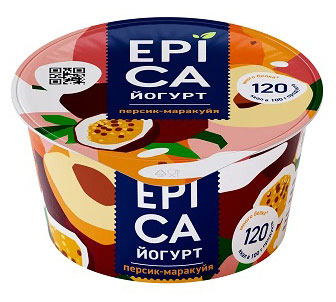 Йогурт густой ложковый EPICA с персиком и маракуйей 4.8%, 130 г
