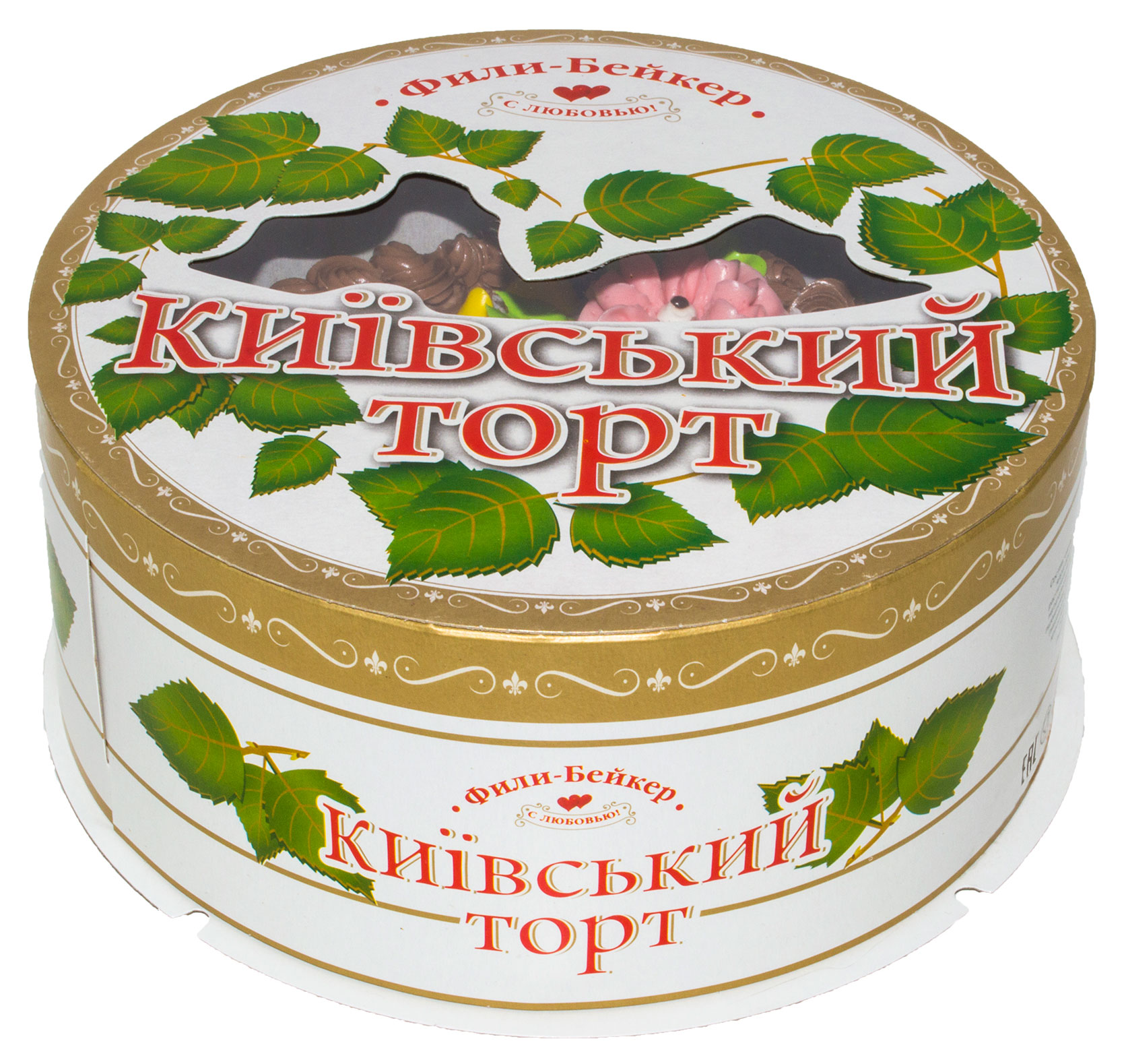 Торт безе Фили-Бейкер Новый Киевский воздушно-ореховый со сливочно-шоколадным кремом и фундуком охлажденный, 500 г