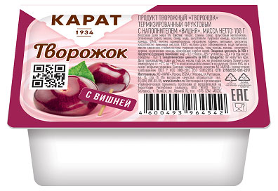 Творожок Карат с вишней 9%, 100 г