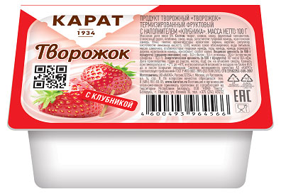 Творожок Карат клубника 9%, 100 г