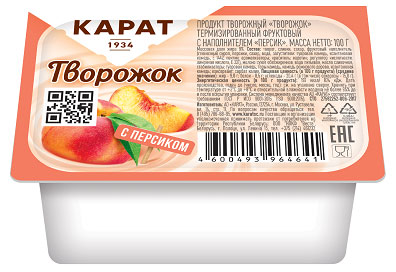 Творожок Карат с персиком 9%, 100 г