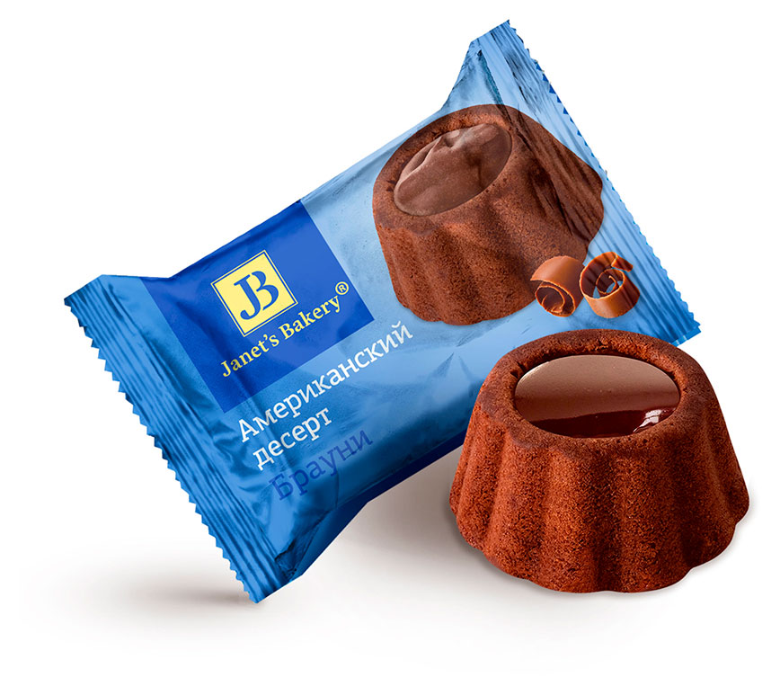 Десерт бисквитный Славянка Janets Bakery Брауни с шоколадной начинкой, вес