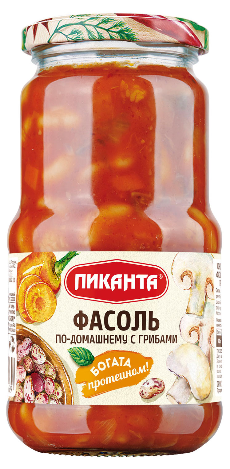 Фасоль Пиканта по домашнему с грибами, 470 г