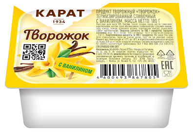 Творожок Карат с ванилином 10%, 100 г
