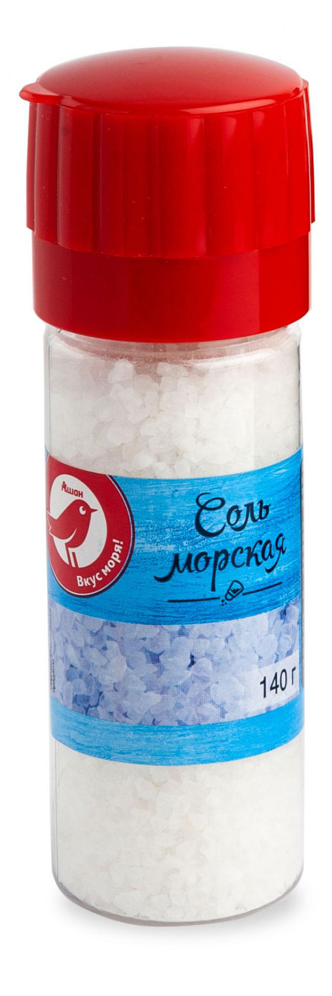 Соль пищевая АШАН Красная птица морская помол 3, 140 г