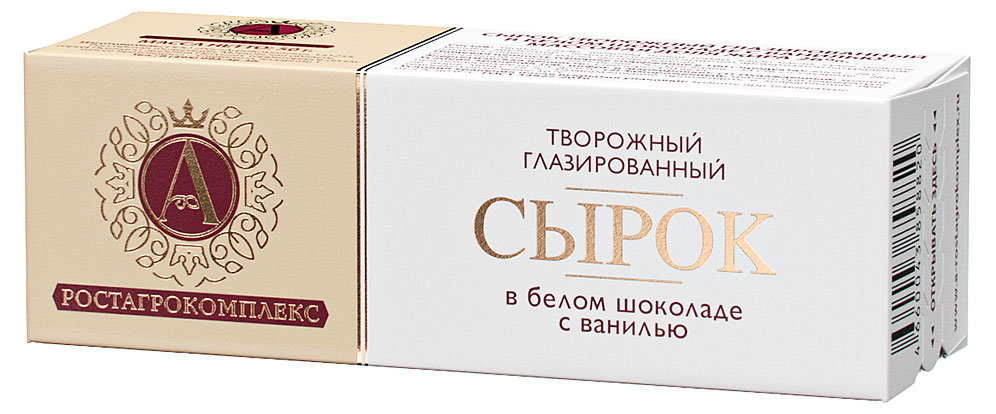 Сырок глазированный творожный А.Ростагрокомплекс в белом шоколаде с ванилью батончик 26%, 50 г