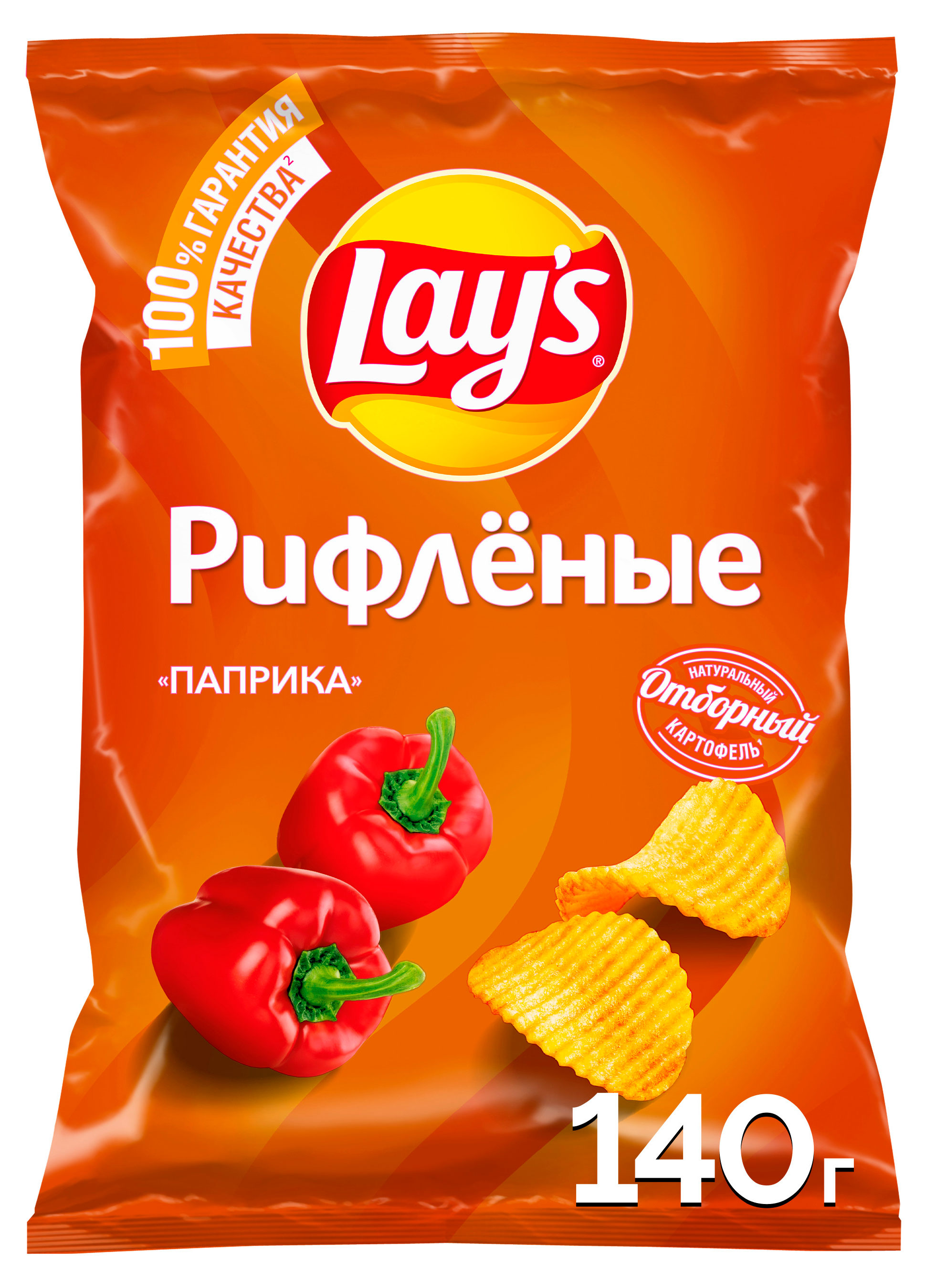Чипсы картофельные Lay's со Рифленые вкусом паприки, 140 г