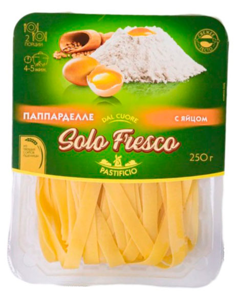 Паста Solo Fresco Паппарделле с яйцом, 250 г