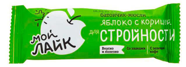 Батончик злаковый Мой Лайк яблоко с корицей для стройности, 25 г