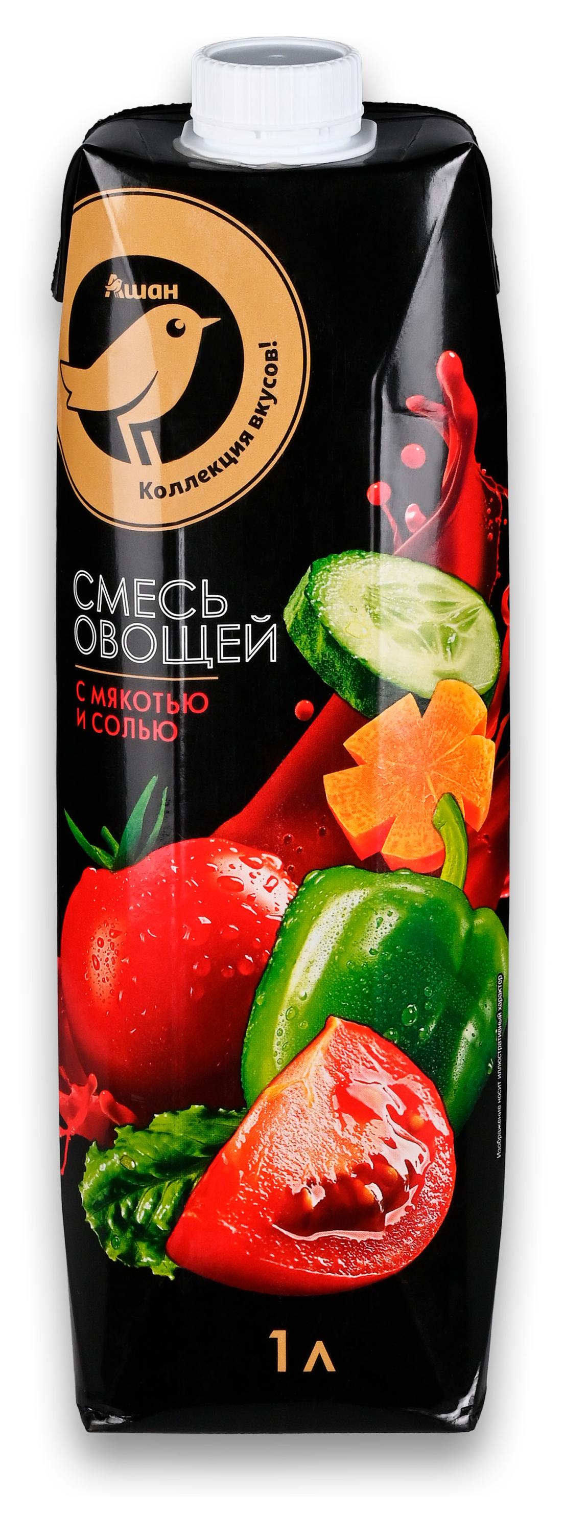 Сок АШАН Золотая птица Смесь овощная с мякотью, 1 л
